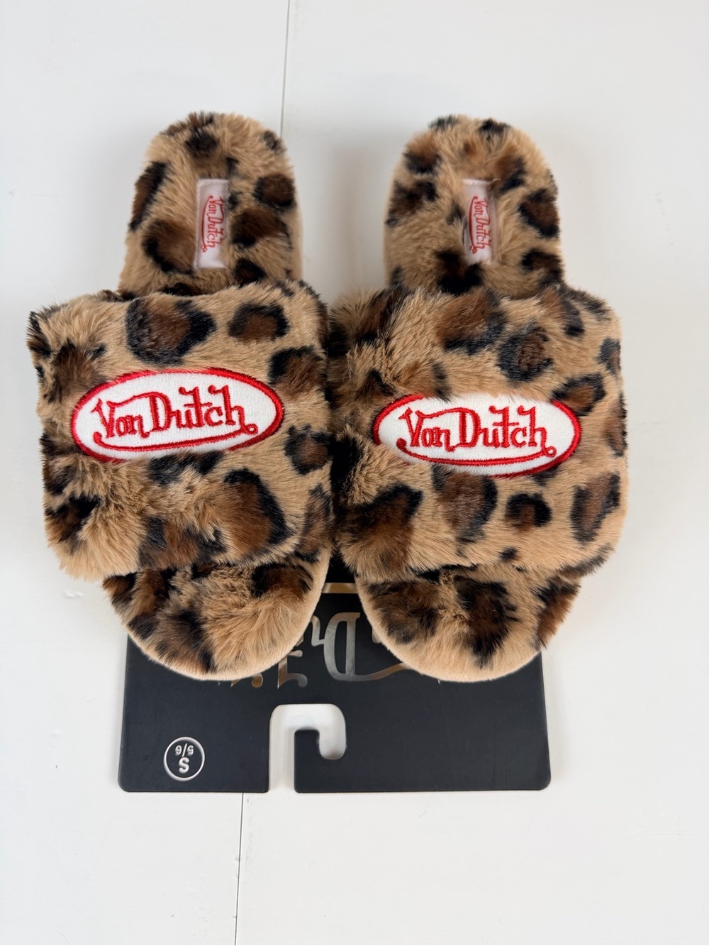 Von Dutch Leopard Faux-Fur Slide Sandals - NWT Small 5/6